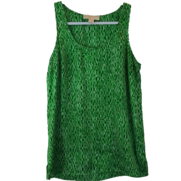 MICHAEL Michael Kors Green Geometric Pattern Scoop Neck Sleeveless Tank Top - Picture 1 of 8